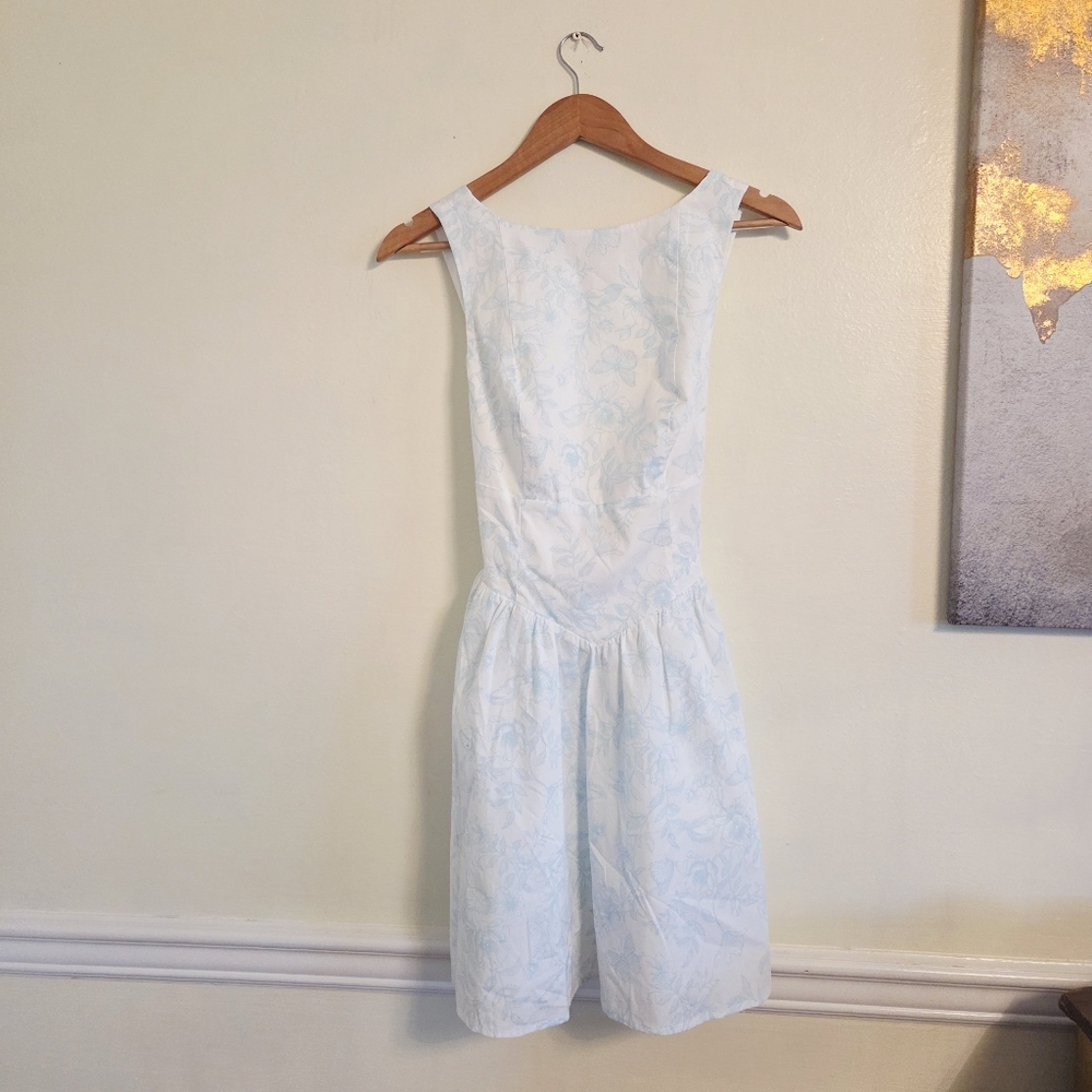 🏷 Wild Fable Sky Blue and White Floral Mini Dress Cotton Tie